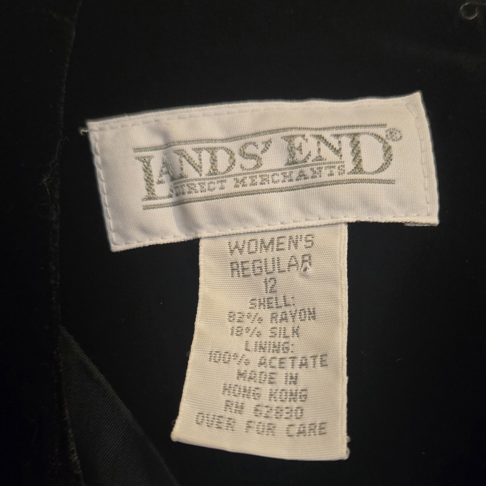 Lands End Black Velvet Long Sleeve Sheath Dress w/ Shoulder Pads Womens Size 12 - Picture 5 of 6